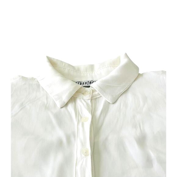 TRANSFER LONG ROLL-TAB SLV, V-NECK, POINTED COLLAR BLOUSE, WOMENS, XL, WHITE - Picture 3 of 12